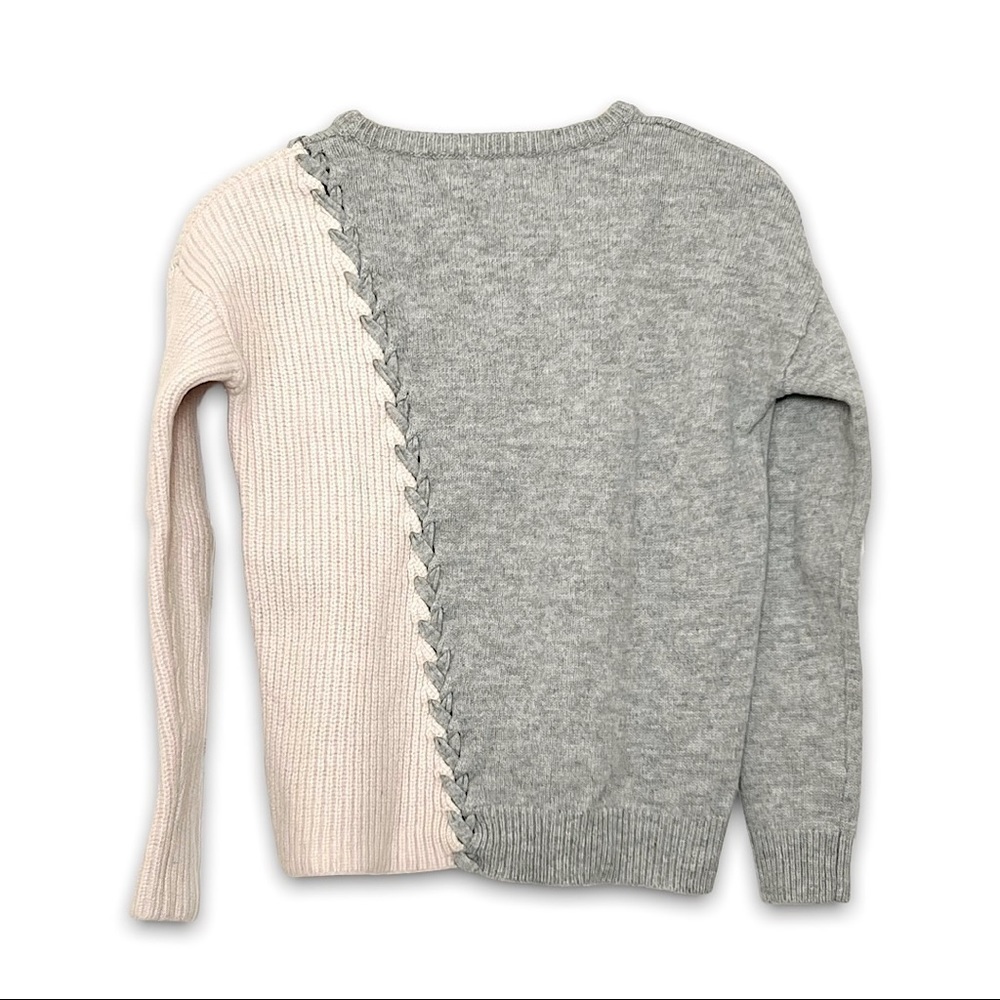 TABULA RASA Wool Sweater Asymmetric Laced Ribbed Knit Colorblock Fall Pullover S - Picture 4 of 6